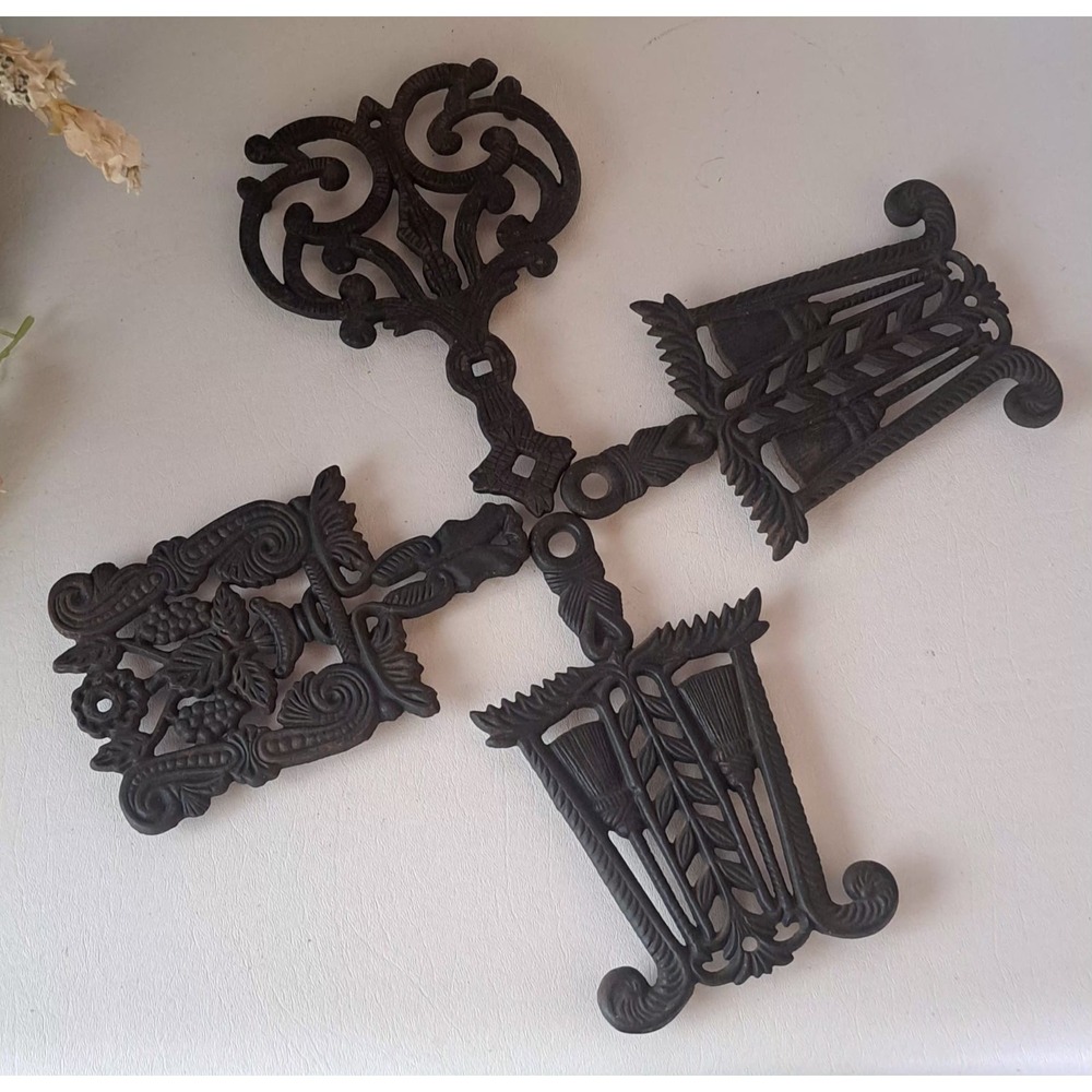 Vintage Cast Iron Trivets Lot  Signed Wilton & Butterfly